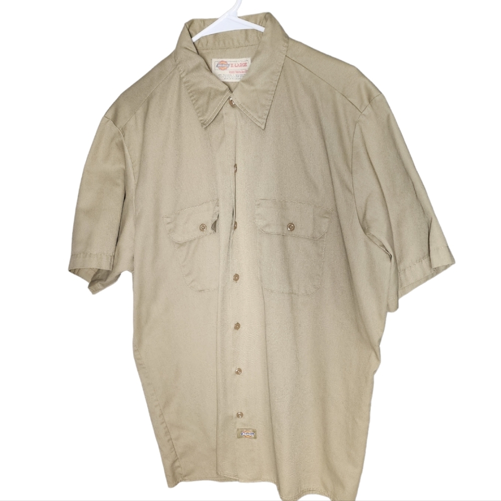 Dickies Men's Work Shirt, Cotton Blend Short-Sleeved Front Pockets Khaki